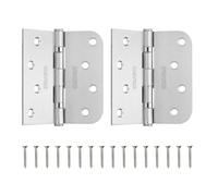 sourcing map Lot de 2 charnières de porte à roulement à billes lisses avec angle carré et rayon de 1,5 cm, 8 trous, broche amovible pour porte intérieure de chambre à coucher (argenté)