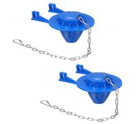 sourcing map Lot de 2 clapets de rechange en PVC avec chaîne en acier inoxydable, ajustement universel pour la plupart des vannes de chasse de réservoir de toilettes de 5,1 cm, bleu