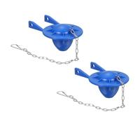 sourcing map Lot de 2 clapets de rechange en PVC avec chaîne en acier inoxydable, ajustement universel pour la plupart des vannes de chasse de réservoir de toilettes de 5,1 cm, bleu (épais)