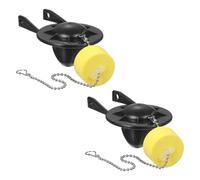sourcing map Lot de 2 clapets de rechange en PVC avec chaîne en acier inoxydable, ajustement universel pour robinets de chasse de réservoir de toilette de 5,1 cm, noir avec flotteur (épais)