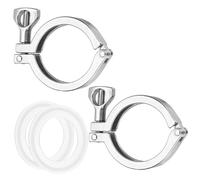 sourcing map Lot de 2 colliers de serrage triangulaires à broche unique de 2in / 51 mm avec écrou papillon en acier inoxydable 316 pour sanitaire avec joints en silicone pour la maison ou l'industrie
