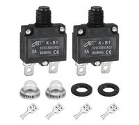 sourcing map Lot de 2 disjoncteurs thermiques 5 A, 125/250 V AC, 32 V CC à réinitialisation manuelle avec boutons poussoirs étanches, connecteurs rapides