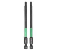 sourcing map Lot de 2 embouts de tournevis à tête hexagonale plate H4 4 mm Pointe métrique 6,35 mm Tige hexagonale 100 mm de long Clé à vis hexagonale magnétique Noir Phosphate S2 Douille de tournevis