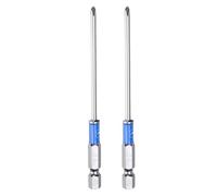 sourcing map Lot de 2 embouts de tournevis cruciformes PH1 à tige hexagonale 100 mm de long, tige magnétique cruciforme S2 en acier S2, outil de polissage miroir