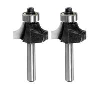 sourcing map Lot de 2 fraises à défoncer rondes de diamètre 6,35 mm de diamètre et 6,35 mm de rayon en carbure avec guide de roulement, outil de fraisage pour le travail du bois