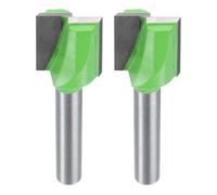 sourcing map Lot de 2 fraises de défonceuse de nettoyage de fond avec tige de 6,35 mm en carbure de tungstène pour rabotage CNC pour aplatissement des dalles de travail du bois, 15 mm de diamètre et