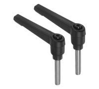 sourcing map Lot de 2 poignées à levier de serrage, M6 x 30 mm, goujon mâle fileté en acier inoxydable 304, poignées réglables, verrouillage rapide, bouton poussoir, bouton poussoir, noir