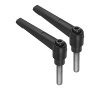 sourcing map Lot de 2 poignées à levier de serrage, M8 x 30 mm, goujon mâle fileté en acier inoxydable 304, poignées réglables, verrouillage rapide, bouton poussoir, bouton poussoir, noir
