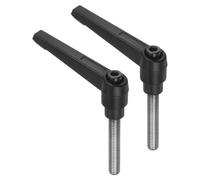 sourcing map Lot de 2 poignées à levier de serrage, M8 x 45 mm, goujon mâle fileté en acier inoxydable 304, poignées réglables, verrouillage rapide, bouton poussoir, bouton poussoir, noir