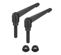 sourcing map Lot de 2 poignées à levier de serrage réglables, M10 x 40 mm en alliage de zinc mâle avec écrous, boulons à libération rapide, poignées à vis rotatives pour tours, travail du bois, noir