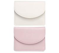 sourcing map Lot de 2 porte-cartes de visite professionnels en cuir avec 3 emplacements pour cartes de visite pour homme et femme (blanc/rose)