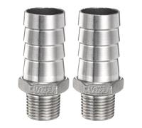 sourcing map Lot de 2 raccords cannelés en acier inoxydable de 25 mm - Raccord mâle de tuyau d'air - Raccord fileté pour eau et carburant