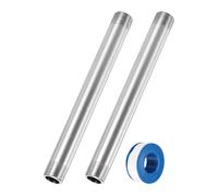 sourcing map Lot de 2 raccords de tuyau en acier inoxydable 304, raccord fileté mâle G3/8 de 15,2 cm de long, tube d'extension malléable pour huile, air, carburant, eau, ton argenté