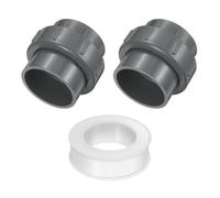 sourcing map Lot de 2 raccords de tuyau en PVC de 75 mm, gris | Adaptateur | Joint torique EPDM intégré (douille x douille), avec ruban adhésif, pour systèmes d'irrigation, raccord de tuyau