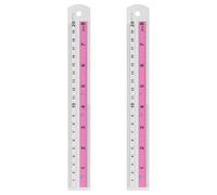 sourcing map Lot de 2 règles droites en métal de 20 cm SAE en alliage d'aluminium avec trou pour mesurer, étude, lecture, salle de ureau, rose