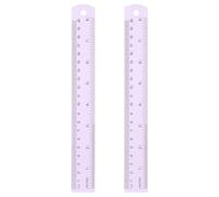 sourcing map Lot de 2 règles droites en métal de 20 cm SAE en alliage d'aluminium avec trou pour mesure, étude, lecture, salle de ureau, violet