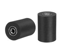 sourcing map Lot de 2 roues à rouleaux en plastique avec roulements, ID 15/64" (6 mm) x OD 2,5-1 cm (35 mm) x longueur 2,5-2,4 cm (50 mm), roue de guidage plate (noir)