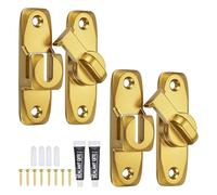 sourcing map Lot de 2 serrures de porte de grange, 90/180 degrés, en alliage d'aluminium, avec vis et adhésif sans clou pour jardin, salle de bain, garage, doré