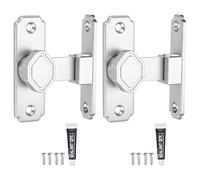 sourcing map Lot de 2 serrures de porte de grange, à 90 degrés, en alliage d'aluminium, coulissantes avec vis et adhésif sans clou pour jardin, salle de bain, garage, argenté