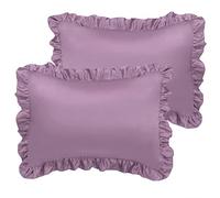 sourcing map Lot de 2 taies d'oreiller de luxe en satin Oxford avec fermeture à enveloppe, taille standard Mauve 50,8 x 66 cm