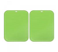 sourcing map Lot de 2 tapis d'égouttoir à vaisselle en silicone résistant à la chaleur pour comptoir de cuisine, réfrigérateur et tiroir Vert 30,5 x 22,9 cm
