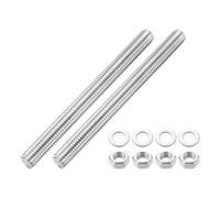 sourcing map Lot de 2 tiges entièrement filetées M14 x 155 mm en acier inoxydable 201 avec écrous et rondelle plate pour pinces, cintres et boulons en U