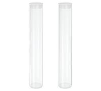 sourcing map Lot de 2 tubes de rangement en plastique transparent 4 x 25,4 | Tube de rangement rond en polycarbonate transparent rigide avec couvercle noir 40 x 250 mm