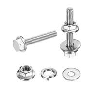 sourcing map Lot de 20 boulons à tête hexagonale à bride cruciforme M4 x 25 mm en acier inoxydable 304 avec écrous, rondelles plates et de verrouillage, entièrement filetées, pour machines
