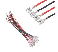 sourcing map Lot de 20 cosses à sertir femelles avec manchon isolant 6,30 mm, kit de connecteurs rapides femelles avec fils de 30 cm, coque ignifuge, rouge/noir