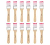 sourcing map Lot de 20 petits pinceaux plats en nylon avec poignée en bois pour bricolage, peinture, meubles, armoires, clôtures, terrasse, mur, porte, garniture - Blanc