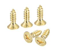 sourcing map Lot de 20 vis à bois en laiton - M3,5 x 12 mm - Vis autotaraudeuses à tête plate Phillips pour charnières de porte, meubles en bois, appareils ménagers