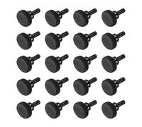 sourcing map Lot de 20 vis moletées M3 x 5 mm, vis moletées à tête plate en acier noir plaqué zinc, boulons à tête moletée métriques avec boutons de préhension à l'épaule, fixations filetées à la main