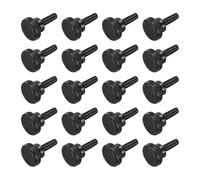 sourcing map Lot de 20 vis moletées M4 x 16 mm, vis moletées à tête plate en acier noir plaqué zinc, boulons à tête moletée métriques avec boutons de préhension à l'épaule, fixations filetées à la