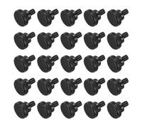 sourcing map Lot de 20 vis moletées M4 x 5 mm, vis moletées à tête plate en acier noir plaqué zinc, boulons à tête moletée métriques avec boutons de préhension à l'épaule, fixations filetées à la main