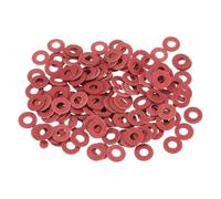 sourcing map Lot de 220 rondelles plates en fibre M3 - Rondelles isolantes unies - 3 mm x 7 mm x 0,5 mm d'épaisseur - Rouge - Rondelles papier en acier pour fixation de machines, plomberie et