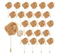 sourcing map Lot de 24 boutonnières de poche en forme de rose champagne pour cérémonie de mariage, anniversaire, bal de fin d'année, dîner formel