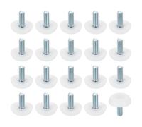 sourcing map Lot de 24 pieds de meubles à filetage M6, 23 x 15 mm, réglables à visser pour pieds de chaise, tabouret, blanc