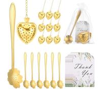 sourcing map Lot de 25 boules à infuseur en forme de cœur pour fête prénuptiale avec cuillère en forme de cœur et sac en maille pour carte de remerciement, cadeau souvenir de mariage, accessoires de