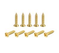 sourcing map Lot de 25 vis à bois en laiton, M2 x 12 mm, Phillips à tête plate auto-taraudeuse, connecteur autotaraudeuse pour charnières de porte, meubles en bois, appareils ménagers