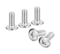 sourcing map Lot de 25 vis à tête cruciforme à tête ronde plate M6 x 15 mm, en acier inoxydable 304, filetage complet, finition brillante, vis de connexion pour meubles