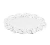sourcing map Lot de 250 napperons ovales jetables en papier dentelle blanche de 16,5 x 22,9 cm pour mariage, anniversaire, gâteaux, desserts, vaisselle alimentaire