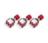 sourcing map Lot de 3 mini boutons poussoirs momentanés SPST 2 A/5 A 250 V AC/120 V AC 7 mm Rouge avec pied à souder pour appareils électroniques