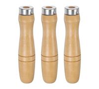 sourcing map Lot de 3 poignées de lime en bois de 12,9 cm à trou rond de 9,5 mm, poignées ergonomiques avec collier en métal pour limes métalliques de 35,6 à 45,7 cm
