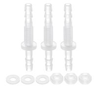 sourcing map Lot de 3 raccords cannelés en plastique pour cloison de 5/32" x 5/32" avec écrou M6 et rondelle pour aquarium, air, eau, carburant