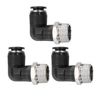 sourcing map Lot de 3 raccords de tube à pousser pour connecter 9,5 mm BSPT filetage mâle x 8 mm ID 90 degrés raccords pneumatiques à connexion rapide, noir