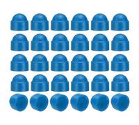 sourcing map Lot de 30 cache-écrous hexagonaux M5 x 8 x 9,5 mm en plastique pour intérieur et extérieur, boulons de décoration, bleu