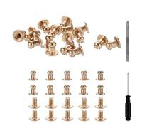 sourcing map Lot de 30 rivets à tête ronde en alliage de cuir avec tournevis creux pour réparation et décoration de vêtements, chaussures, sacs, bricolage - Doré - 5 mm