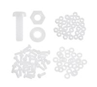 sourcing map Lot de 30 vis à tête ronde cruciforme en nylon PA66 M4 x 10 mm avec rondelles plates, écrous hexagonaux, boulons métriques à filetage complet pour assemblage de machine à faire soi-même