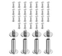 sourcing map Lot de 30 vis Chicago M3 x 14 mm de longueur 5 mm en métal Phillips clous rivets rivets de liaison vis pour bricolage, ceinture en cuir, sac, loisirs créatifs, reliure, argent