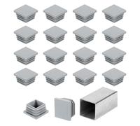 sourcing map Lot de 32 embouts carrés de 30 mm, bouchons en plastique pour tubes métalliques, pieds de chaise, table, étagères, meubles, gris